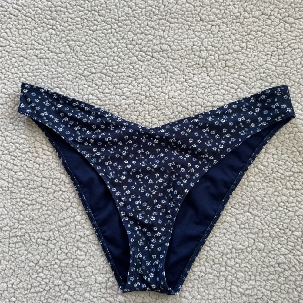 Hollister Navy Blue Floral Bikini Bottoms
